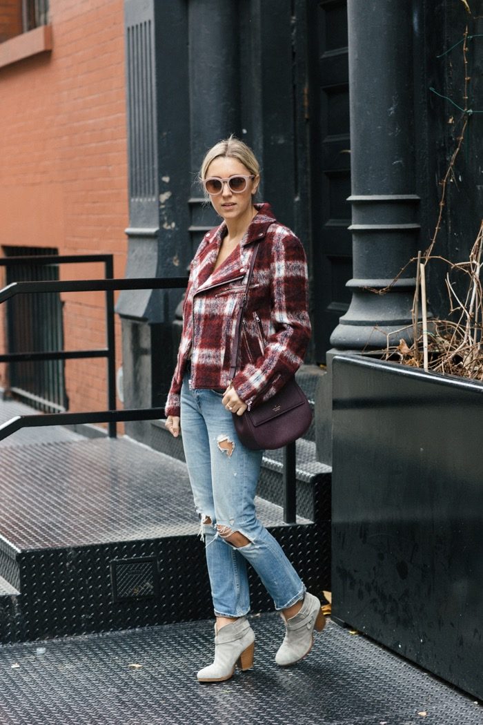 Christine-Cameron-of-My型丸佩戴式石英石头AVA-Plaid-Biker-Jacket-4