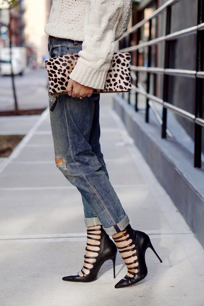 christine-cameron-of-my-style-pill-wears-a-cream-chenille-sweater-two-ways-paired-with-black-strappy-schutz-heels-and-boyfriend-jeans-3